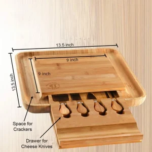 Natural Bamboo Cheese Board and Cutlery Set