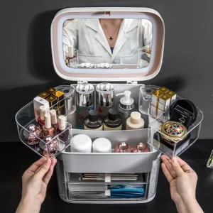 LED Light Makeup Storage Mirror