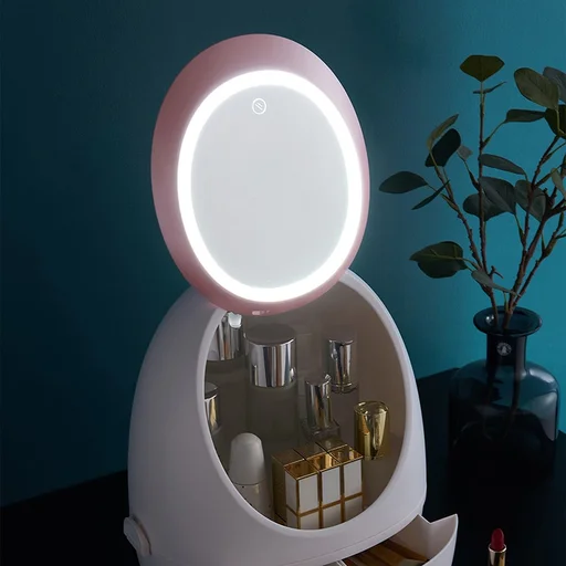 LED Mirror Makeup Cosmetic Organizer Box