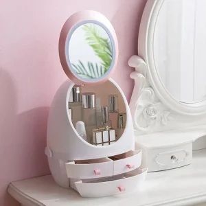 LED Mirror Makeup Cosmetic Organizer Box