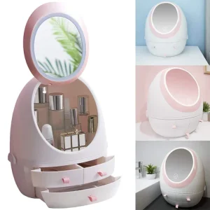 LED Mirror Makeup Cosmetic Organizer Storage Box