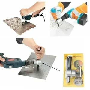 Drill Attachment Double Headed Sheet Metal Nibbler Cutter