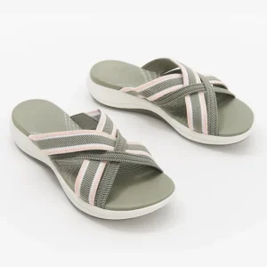 Stretch Cross Orthotic Slide Sandals