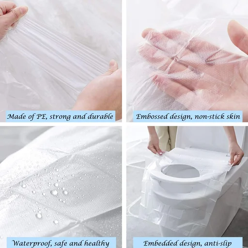 Independent Packaging Suitable for Travel 30PCS Biodegradable Disposable Plastic Toilet Seat Cover,Travel Plastic Toilet Seat Waterproof Portable Cushion Toilet Cushion for Baby Pregnant Mom 