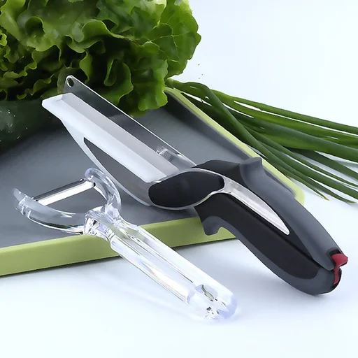 Clever Cutter Stainless Scissors W/Cutting Board Fruits Cheese Vegetables  Meat