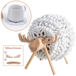 Sheep Shape Anti Slip Cup Pads Coasters Insulated Round Felt Cup Mats