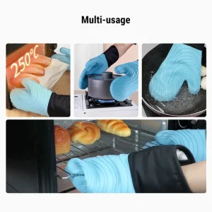 ThermoPro Silicone Heat Resistant Baking Oven Gloves Waterproof Microwave Oven Mitts Kitchen Cooking Baking Barbecue Gloves