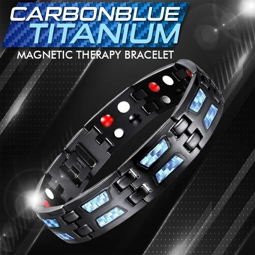 Carbon Blue Titanium Magnetic Therapy Bracelet