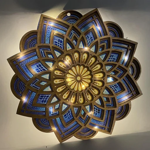 Handmade Wooden Mandala Wall Lamp