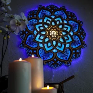 Handmade Wooden Mandala Wall Lamp
