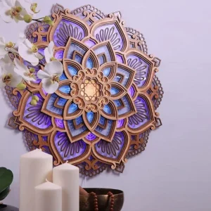 Handmade Wooden Mandala Wall Lamp