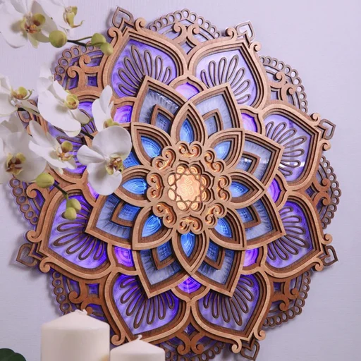 Handmade Wooden Mandala Wall Lamp