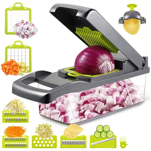 SRIVIJA Pro Series Multifunctional 15-in-1 Kitchen Vegetable Chopper,  Veggie Slicer,Veggie Chopper,Mandoline Food Slicer,Vegetable Chopper With