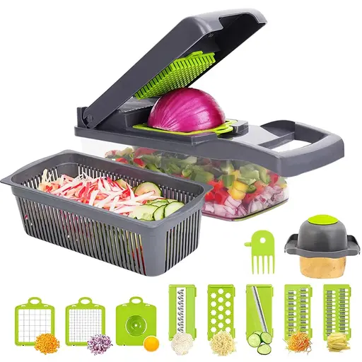 SRIVIJA Pro Series Multifunctional 15-in-1 Kitchen Vegetable Chopper,  Veggie Slicer,Veggie Chopper,Mandoline Food Slicer,Vegetable Chopper With