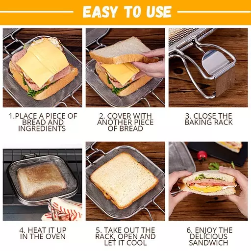 Portable Sandwich Roasting Rack Non-Stick Collapsible Rectangle Wire Rack