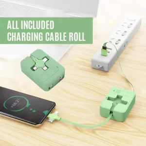 Three in One Charging Cable Roll Macaron Telescopic Storage Bracket