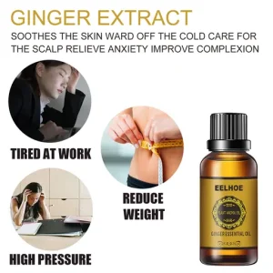 Belly Drainage Ginger Oil, Lymphatic Drainage Ginger Oil, Slimming Tummy Ginger Oil, Ginger Essential Oil