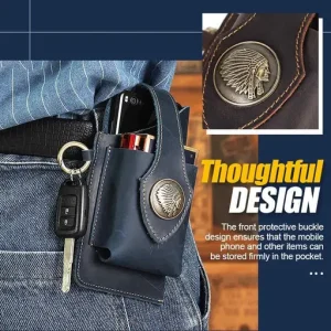 Multifunctional Leather Mobile Phone Bag with Belt Ring