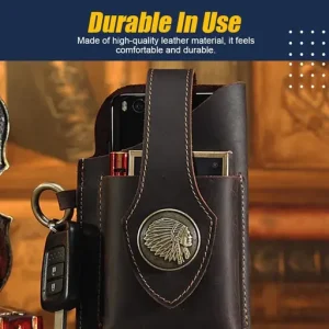 Multifunctional Leather Mobile Phone Bag with Belt Ring