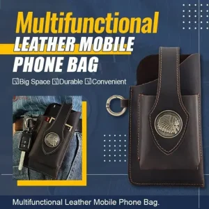 Multifunctional Leather Mobile Phone Bag with Belt Ring