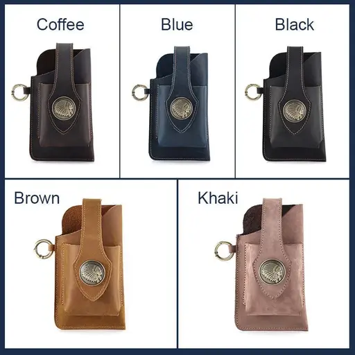 Multifunctional Leather Mobile Phone Bag with Belt Ring