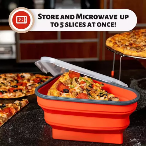 Tohuu Pizza Storage Container Silicone Leftover Storage Container with 4  Trays Pizza Slice Box with Lid Reusable Pizza Slice Keeper to Organize and  Save Space Microwave Safe easy to use 