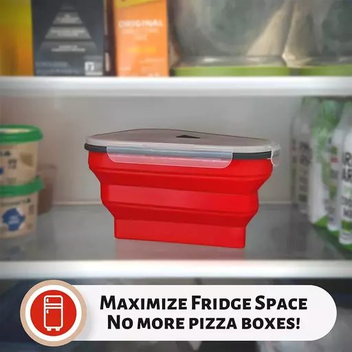 Pizza Slice Storage Leftover Container Expandable Reusable w/ 5