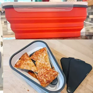 Reusable Pizza Storage Container with 5 Microwavable Serving Trays