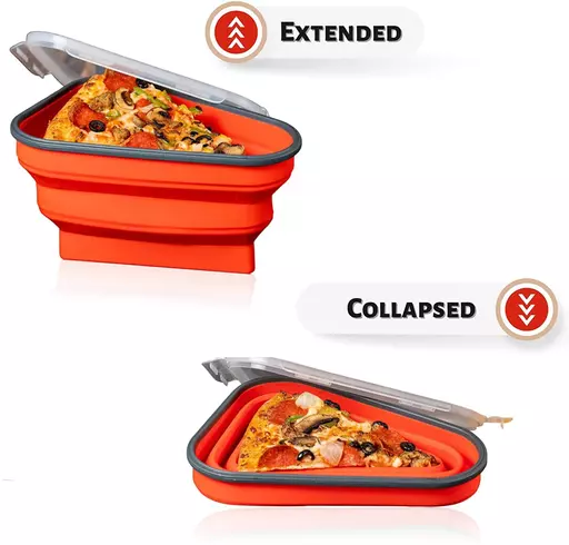 Reusable Pizza Storage Container, CAUTUM Silicone Pizza Slice Storage