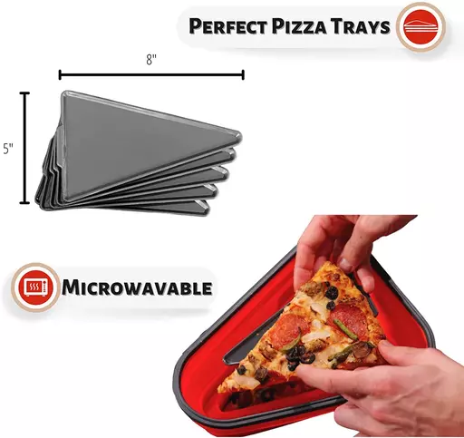  The Perfect Pizza Pack™ - Reusable Pizza Storage Container with  5 Microwavable Serving Trays - BPA-Free Adjustable Pizza Slice Container to  Organize & Save Space, Red: Home & Kitchen