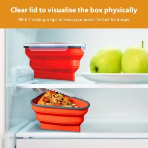Reusable Pizza Storage Container with 5 Microwavable Serving Trays