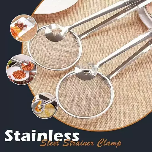 Stainless Steel Oil Leak Clamp Kitchen Filter Scoop Small Strainer