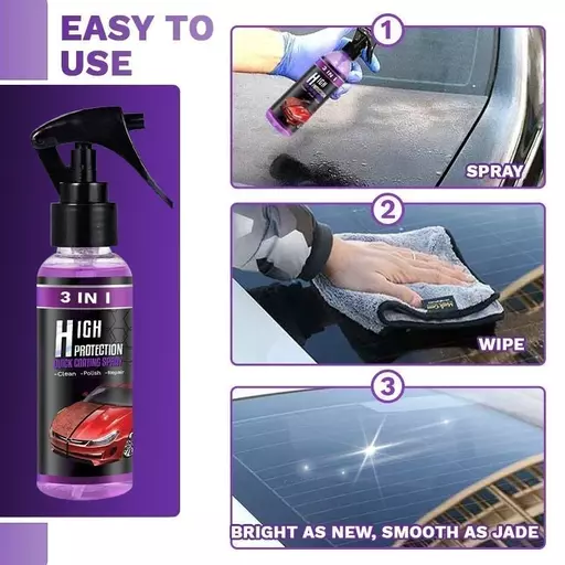 3 in 1 High Protection Quick Car Coating Spray - 500 ML Nano Ceramic  Coating for Cars, Ceramic Car Wax Polish Hydrophobic Spray