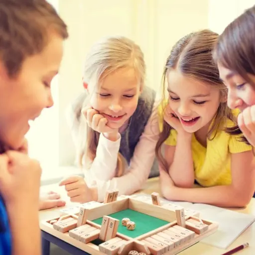 Wooden Board Game with Dice and Numbers