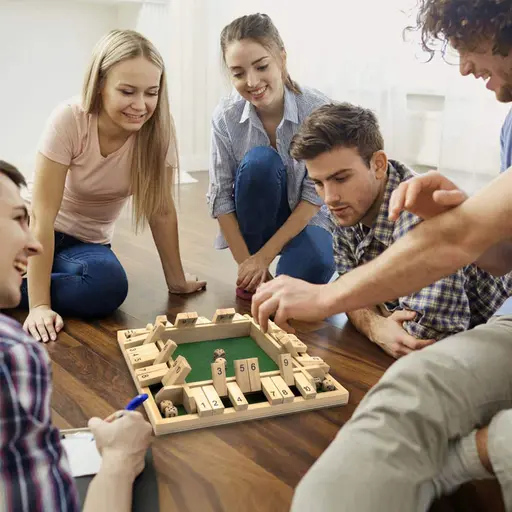 Wooden Board Game with Dice and Numbers