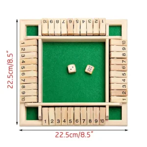 Wooden Board Game with Dice and Numbers