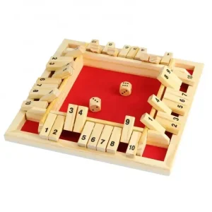 Wooden Board Game with Dice and Numbers