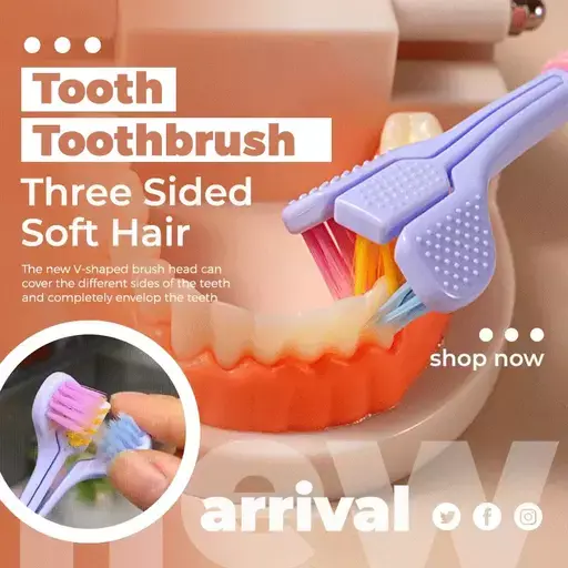 Three Sided Soft Hair Tooth Toothbrush Ultra Fine Soft Bristle Adult Toothbrush