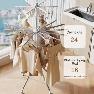 Space Saving Foldable Rotary Clothes Drying Rack