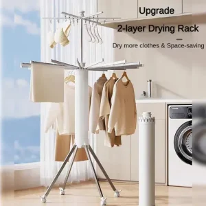 Space Saving Foldable Rotary Clothes Drying Rack