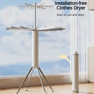 Space Saving Foldable Rotary Clothes Drying Rack