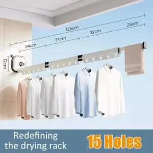 Collapsible Wall Mounted Clothes Drying Rack Retractable Laundry Clothes Rack