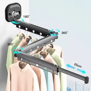 Collapsible Wall Mounted Clothes Drying Rack Retractable Laundry Clothes Rack