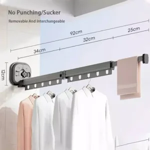 Collapsible Wall Mounted Clothes Drying Rack Retractable Laundry Clothes Rack