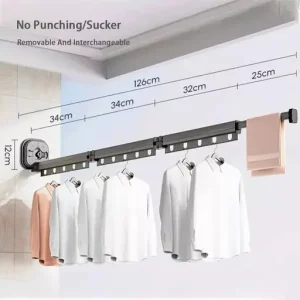Collapsible Wall Mounted Clothes Drying Rack Retractable Laundry Clothes Rack