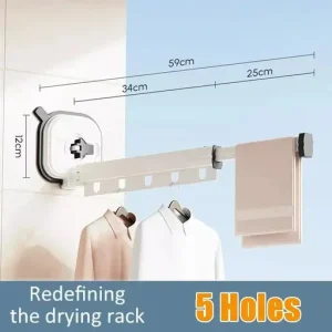 Collapsible Wall Mounted Clothes Drying Rack Retractable Laundry Clothes Rack