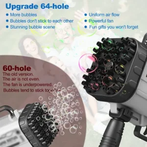 Automatic Flashing Rocket Launcher Bubble Gun