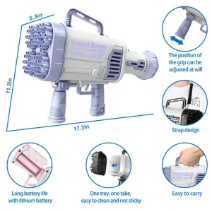 Automatic Flashing Rocket Launcher Bubble Gun