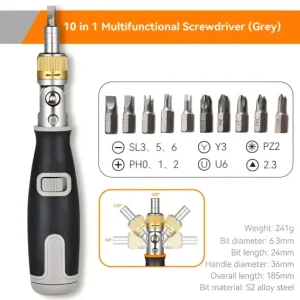 10-in-1 Multi-Angle Portable Ratchet Screwdriver