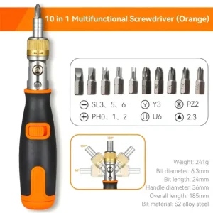 10-in-1 Multi-Angle Portable Ratchet Screwdriver